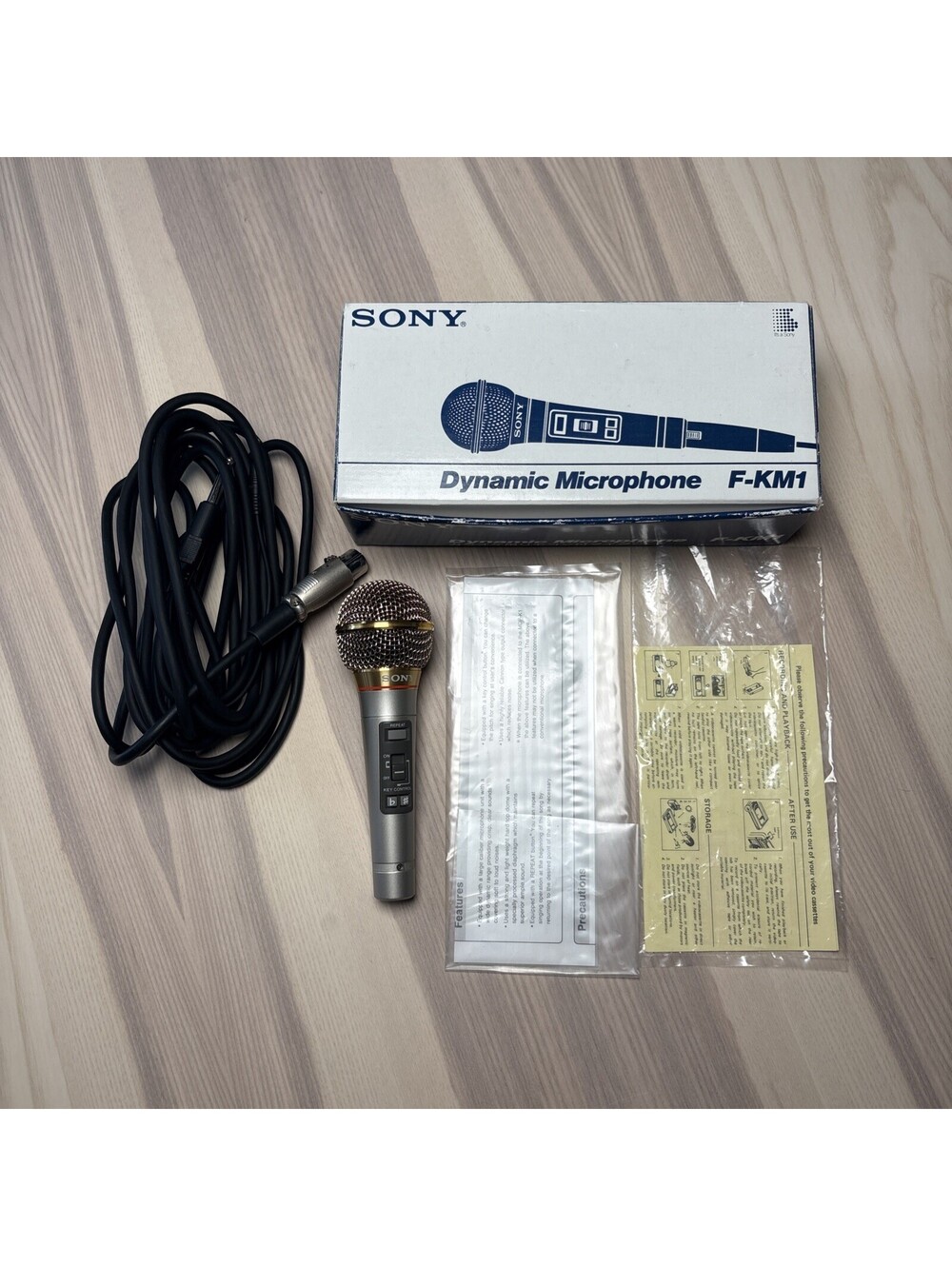 Vintage Sony Dynamic Microphone F-KM1, Original Cable & Box Very Good Condition